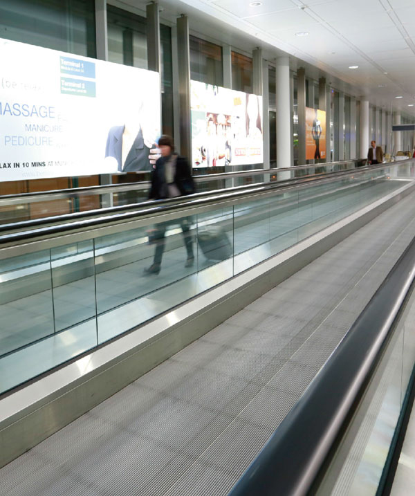 How does classify indoor versus outdoor moving walks?