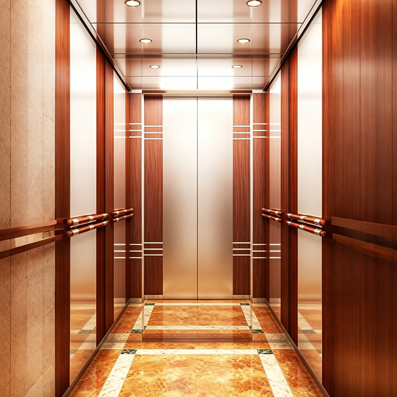 Machine Room Style Wooden Facing VIATOR Elevator for Business Centre