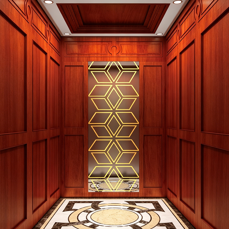 Rosewood Veneer Titanium Etched Speculum Residential Elevator